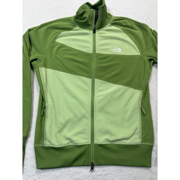 The North Face Women’s Fleece Jacket Green Full Zip TKA 100 Lightweight Size Lg - Picture 2 of 6
